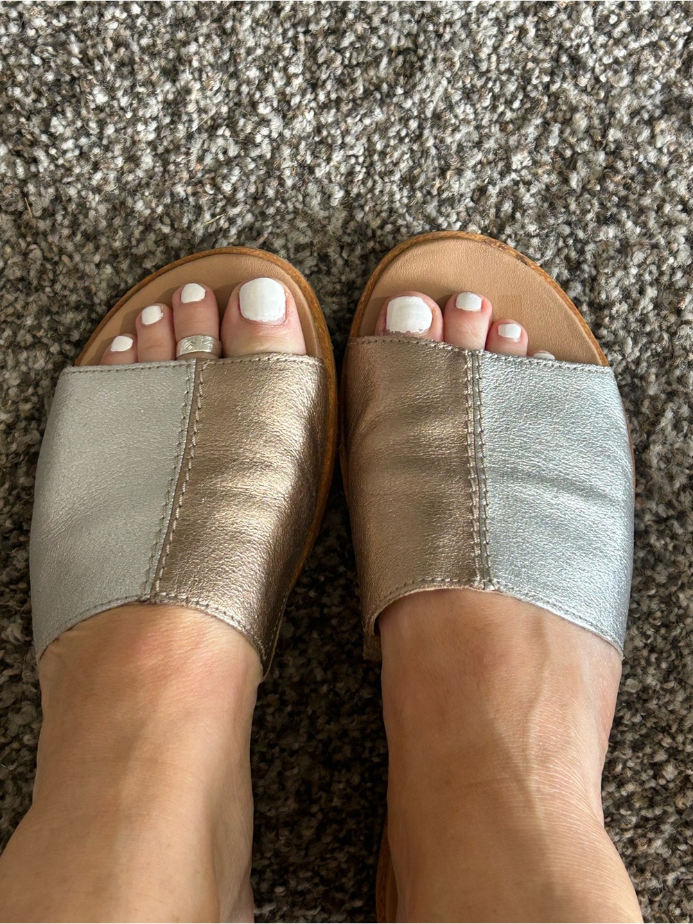 SOREL Ella Metallic Slide Sandal — Gold/Silver - Picture 2 of 5